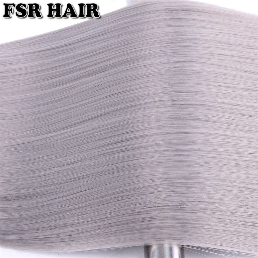 Dark Grey 16 18 20 Inches 3 pieces One Lot Straight Hair Bundles High Temperature Synthetic Hair Extensions for Black Women
