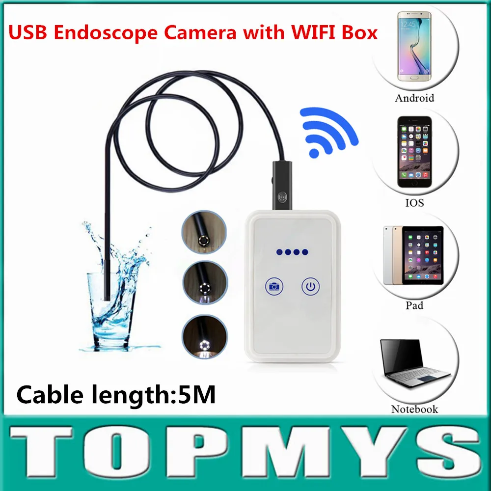 Мини USB эндоскопа с Wi Fi поле tm we9 9 мм объектив 5 м кабель Пинхол камера Android IOS iphone