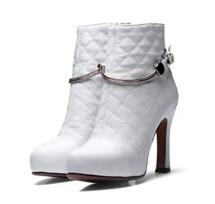 

Spring and winter short boots for women Ladies'balck/white round toe high heel ankle boots Fashion female dress shoes