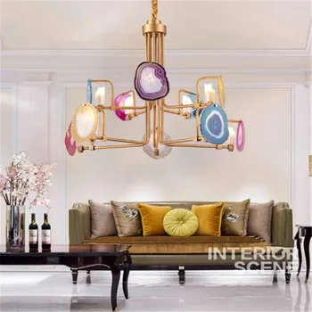 

Nordic Creative Onyx Stone Chandeliers Creative Personality Villa Living Room Dining Room Bar Designer Lighting Free Shipping