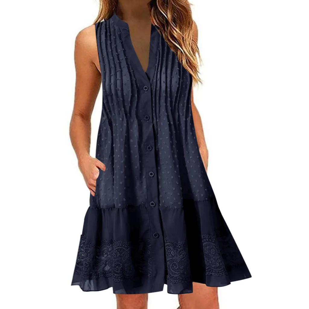 

The Fashion Women Dress Summer V-Neck Sleeveless Dress Loose Vestidos Robe Female Dresses Sundress Beach Vestidos De Fiesta