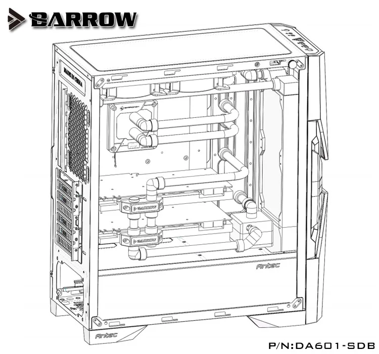 Барроу водный щит для ANTEC DA601 чехол для компьютера, специальный резервуар, 2,0 rgb светильник охладитель ПК резервуар для воды, DA601-SDB