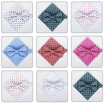 

Men’s Stylish Polka Dots Matching Bowtie Wedding Party Hanky Pocket Square Set YFTIE0247