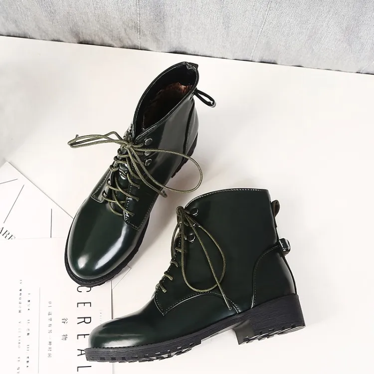 

Big Size 9 10 15 boots women shoes ankle boots for women ladies boots shoes woman winter Plain round head front lacing