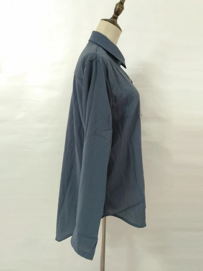 Ladies White Long Sleeve Chiffon Shirt Black Long Tops Women New Turn Down Collar Shirt Blouse Button Office Workwear Shirts Top 24