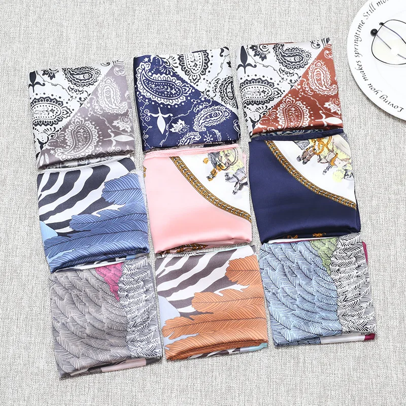 

wind broken beautiful small short square scarves decorated Korean Fashion lady scarf encryption kao chiffon scarf
