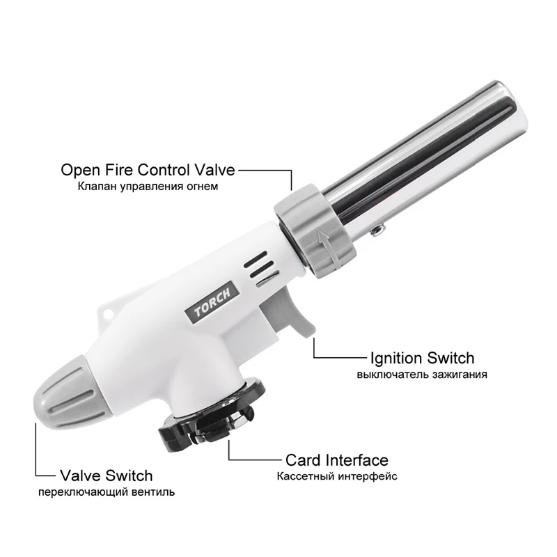 Многофункциональный металлический огневой пистолет, сварочный газовый фонарь, зажигалка с подогревом, зажигание, Бутан, портативный, для кемпинга, сварочный газовый фонарь для пеших прогулок