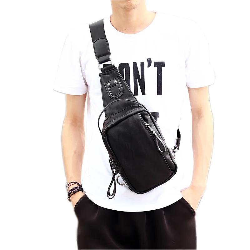 

New Men's Chest Bag Pu Leather Fashion Men's Messenger Bag Leisure Men Chest Pack Bag PT1139