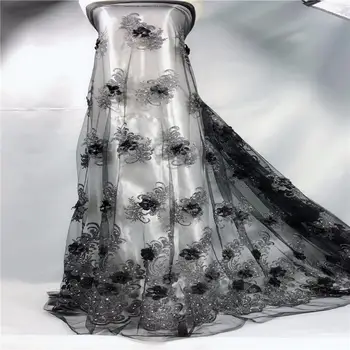 

2018 African Lace High Quality French Lace Fabric Black African Lace Fabric For Nigerian Wedding Dress