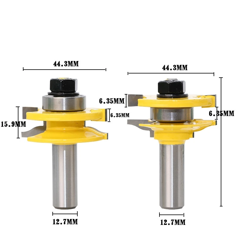 

1/2" Shank Rail & Stile Router Bits-Matched 2 Bit Quarter-round door knife Woodworking cutter Tenon Cutter for Woodworking Tools