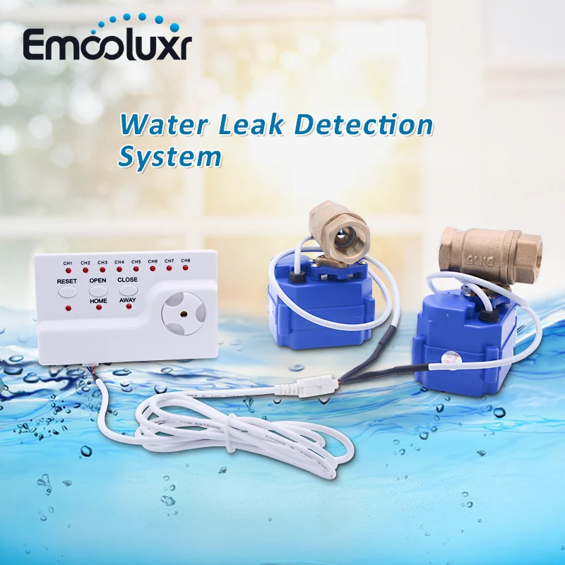 Smart Home Alarm Water Leakage Detector with 1/2 inch Motor Valve Cranes and 6pcs Water Sensor Cable