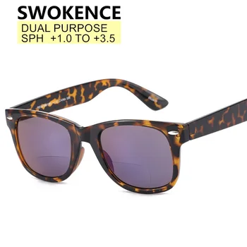 

SWOKENCE Bifocal Reading Glasses Men Women Dual-purpose Fishing Sunglasses Dioptre +1.0 To +3.5 Spectacles For Presbyopic R166