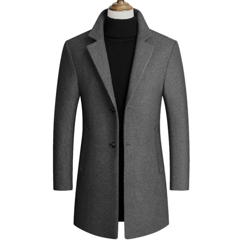 New Boutique Men's Long Woolen Coats Turn-down Collar Casual Wool Overcoat Male Single Breasted Slim Fit Trench Coat New Boutique Men's Long Woolen Coats Turn-down Collar Casual Wool Overcoat Male Single Breasted Slim Fit Trench Coat