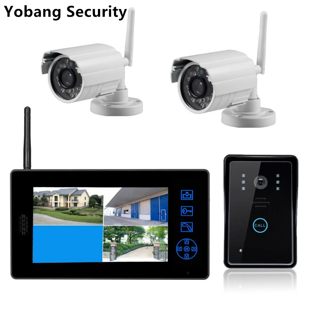 

Yobang Security 7" Video intercom system door bell Home Security Camera 2.4G wireless transmission Realtime Monitoring System