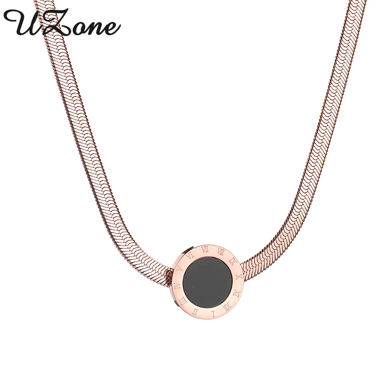 UZone, розовое золото, Черная оболочка, ожерелье, цепочка-змея, ожерелье из нержавеющей стали, подарок на день Святого Валентина
