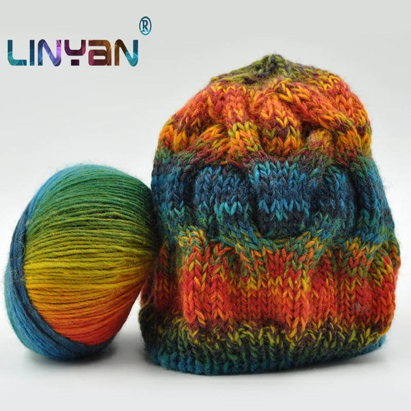 Хлопок яркий. Пряжа трехцветная. Пряжа разноцветная в одном. Нитки меланж для вязания. Многоцветная пряжа в одном мотке.