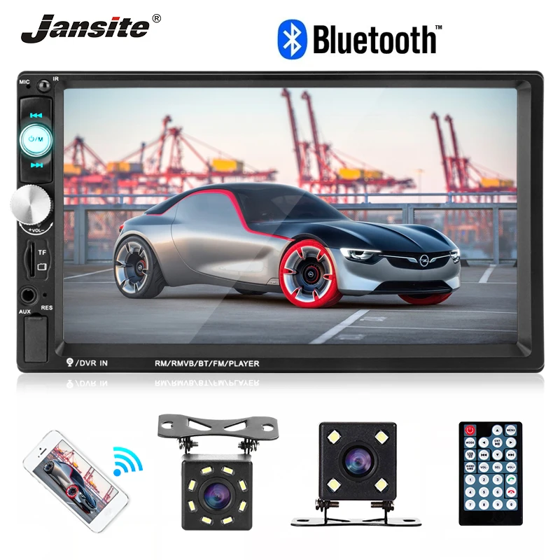 

Jansite 7" Touch Screen 2 din Radio Car MP5 Player with 8 LED lamp Backup camera Bluetooth AVI Car radio Steering wheel control