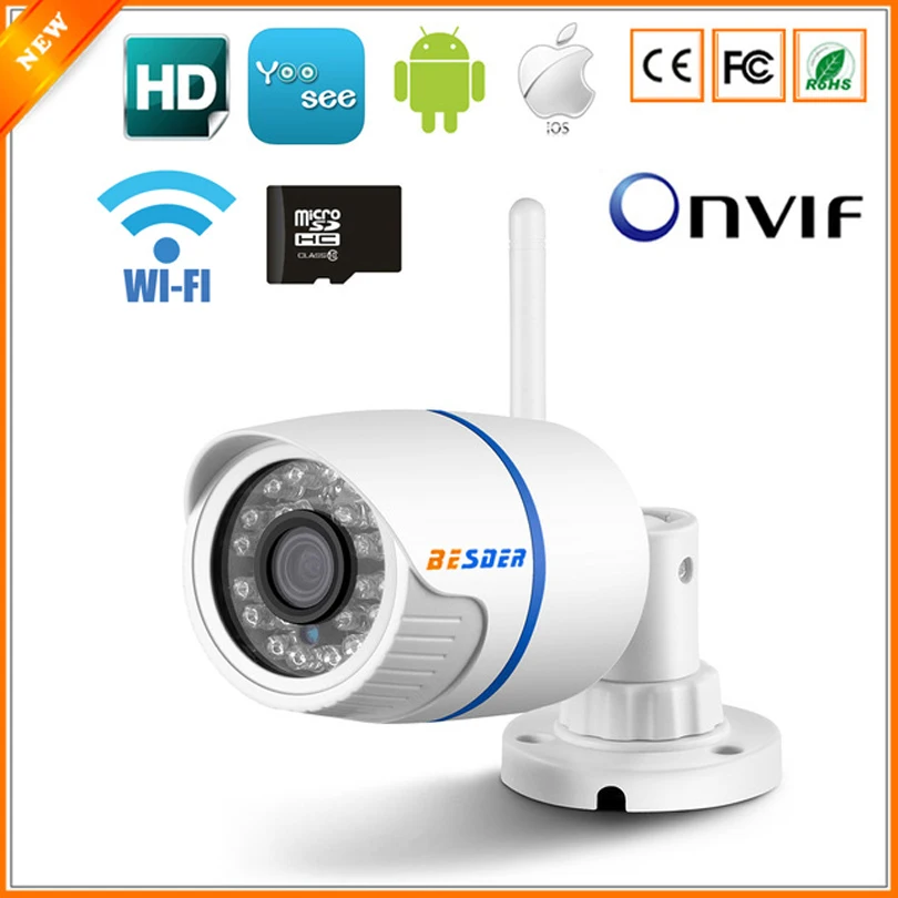 

BESDER 1080P IP Camera Wifi ONVIF P2P Audio Motion Detect Security Camera With SD Card Remote Viewing Bullet Outdoor ICSee IPC