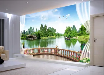 

Custom photo 3d wallpaper Non-woven mural wall sticker Window scenery outside landscape painting 3d murals wall room wallpaper