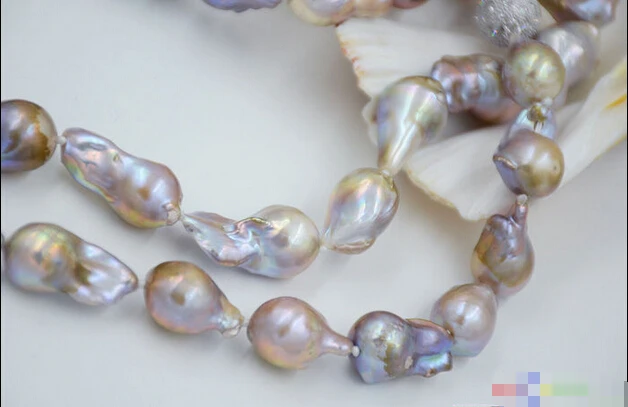 

HOT## Wholesale FREE SHIPPING P4758 34" 24mm lavender drip BAROQUE KESHI REBORN PEARL NECKLACE