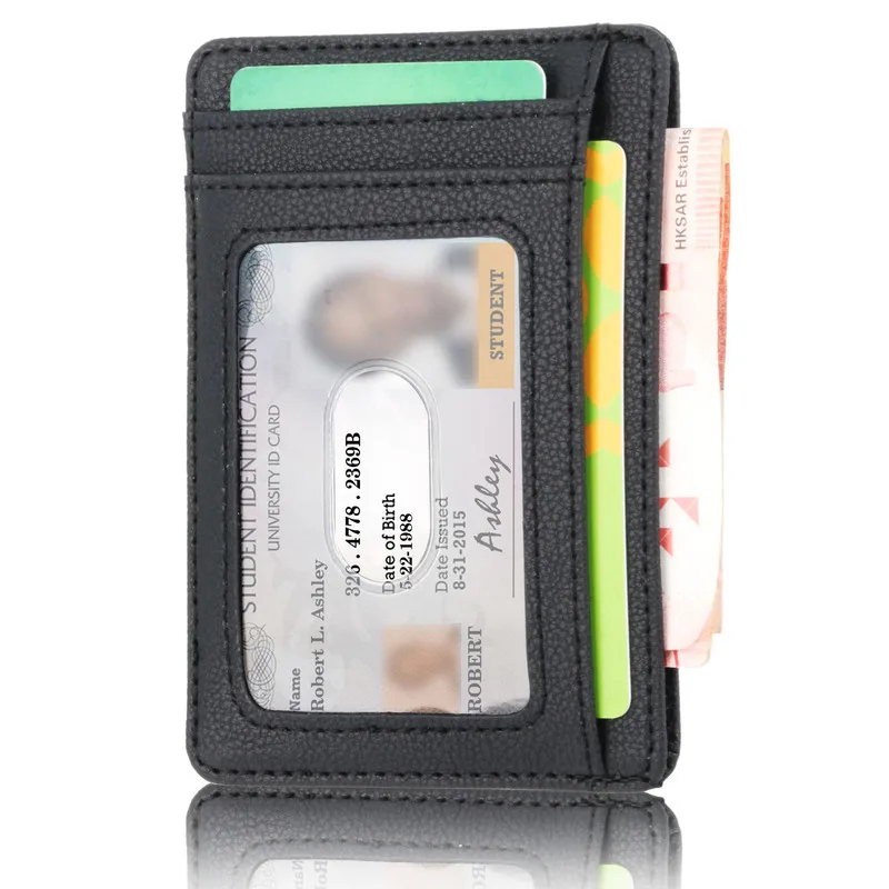 Leather Wallet Wallet Card Holder RFID Blocking Slim Men's Leather Credit Card Holder Women Business Mini Bank Card Case Wallet For Man Small Purse