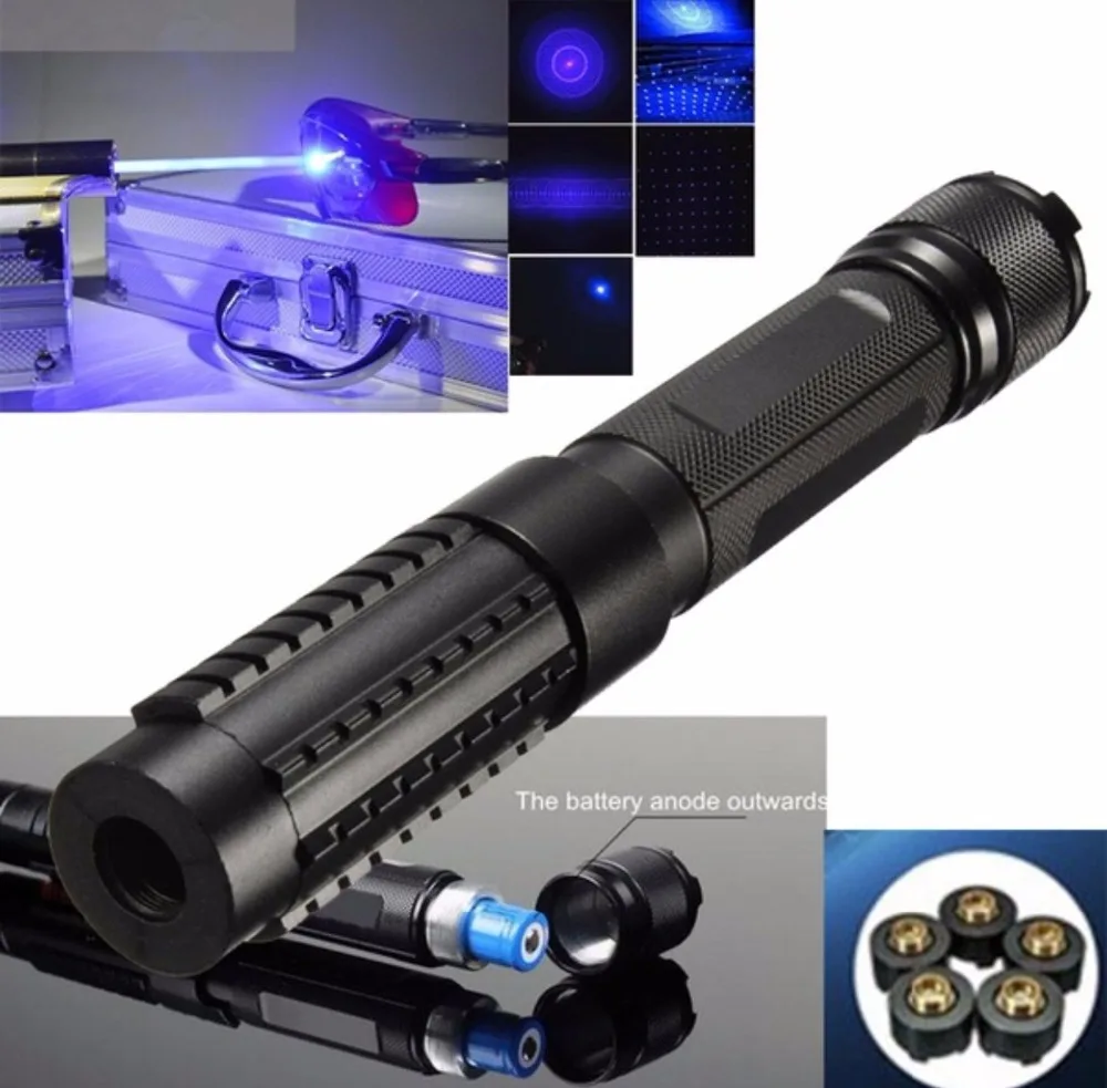 

Most Powerful 100000m 450nm High Power Blue Laser Pointers Flashlight Burn Match Candle Lit Cigarette Wicked LAZER Torch Hunting