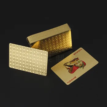 

Quality Plastic 24K Gold Playing Cards Game Deck Gold Foil Poker Set Plastic Waterproof Magic Playing Cards Creative Gift