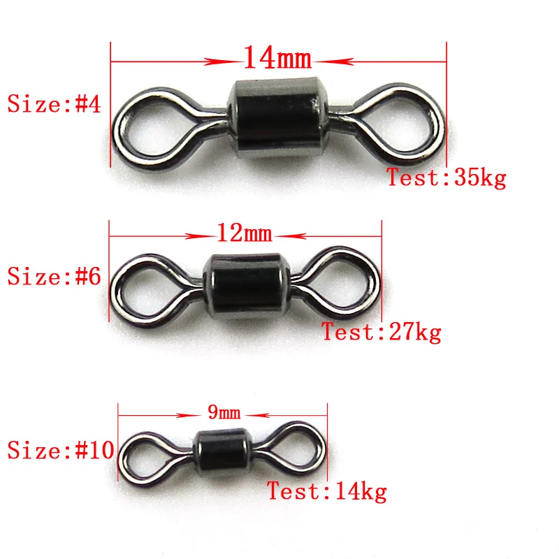 

100pcs Fishing Swivels Rolling Swivel Connector Rolling Swivel with size 4# Ball Bearing Solid Rings Sea Fishing Accessories