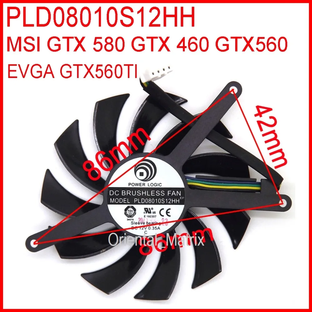 Free Shipping PLD08010S12HH 12V 0.35A 75mm 86x86x42mm For MSI GTX580 GTX460 GTX560 EVGA GTX560TI Graphics Card Fan | Компьютеры и офис