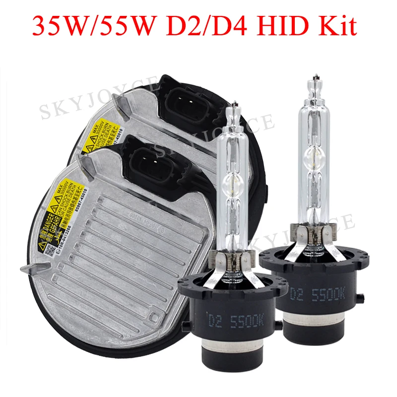 SKYJOYCE Original 35W 55W D2S D4S Xenon HID Bulb Kit 5500K 6500K D2S D2R D4R D4S Car Headlight Bulb 85967-45010 D2S Ballast Kit (4)