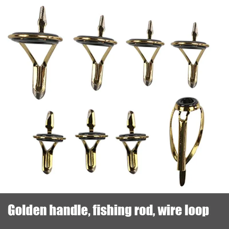 

1set Golden Fishing Rod Guides Line Rings Fishing Rod Repair Kit BHD2