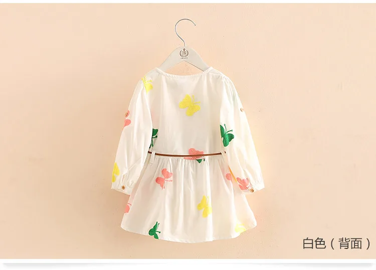 2018 Spring Autumn 3-12 Age Cute Kids Embroidery White Elegant Botton Double Use Short Sleeve Girl Long Sleeve Dress With Belt (2)