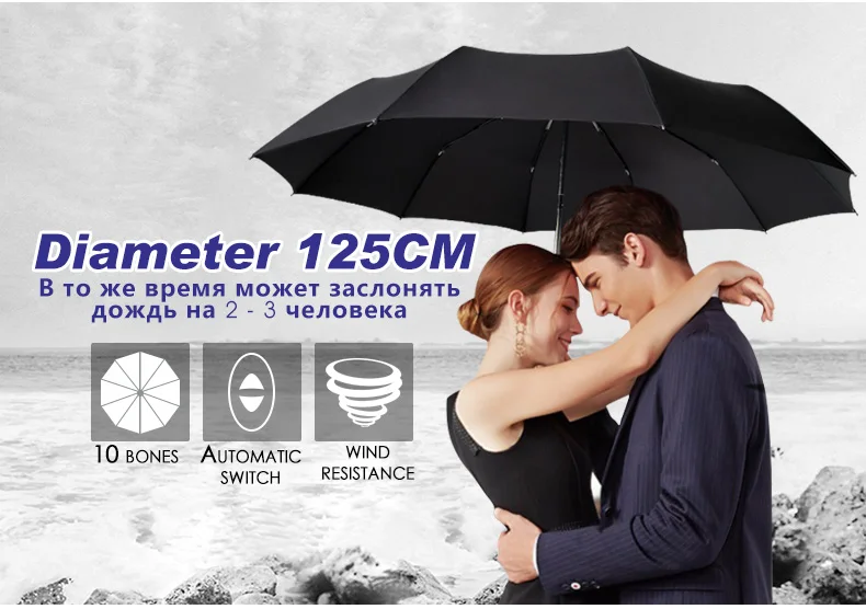 125 см, ветрозащитный автоматический зонтик для мужчин, брендовый большой складной зонтик, Женский двойной зонт для гольфа, бизнес автоматические автомобильные Зонты