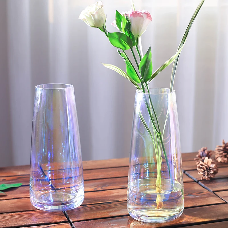 Modern glass vase Multi Color Transparent glass terrarium flower vase  Tabletop Small vase Crafts wedding home decoration|Vases| - AliExpress