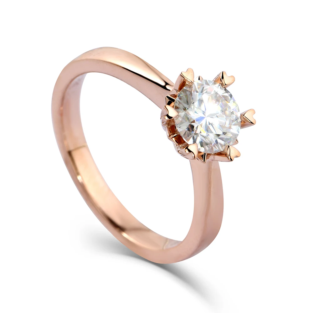 

Spiffing 1Ct Moissanite Ring 14K Yellow Gold Setting Moissanite Engagement Ring Romantic Jewelry From Transgems