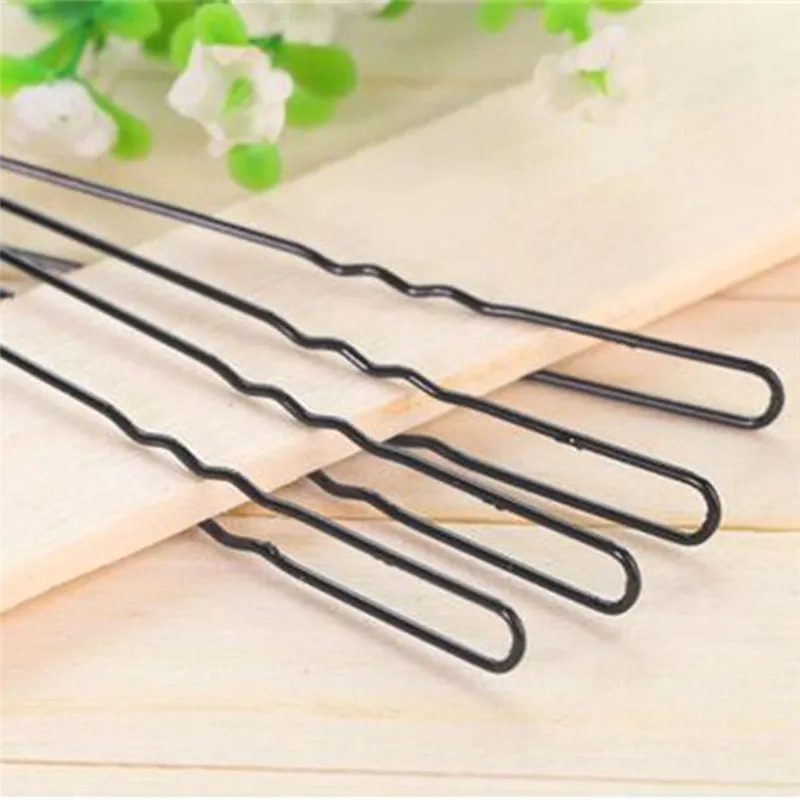 

50 pcs 6CM Waved U-shaped Summer Long Hair Bobby's Pin Barrette Hair Clips Hair Salon Black