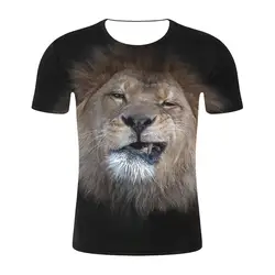 Новинка 2019, футболка с 3D принтом льва, забавная футболка с животными, мужские летние топы с короткими рукавами, футболка для мужчин, уличная
