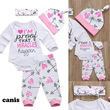 Комплект одежды с длинными рукавами для новорожденных девочек, комбинезон+ штаны, шапочка с принтом, мягкая красивая одежда высокого качества, новинка года, лидер продаж