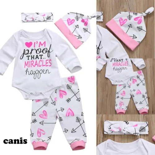 

Infant Newborn Baby Girls Long Sleeves Set Romper+Pants Hat Printed Soft Lovely High Quality Clothes 2019 New Hot