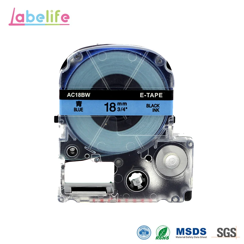 Labelife SC18BW черный на голубом совместимый Epson Labelworks 18 мм x 8 м Картридж Ленты для маркировки этикеток производитель ленты заправка картриджа