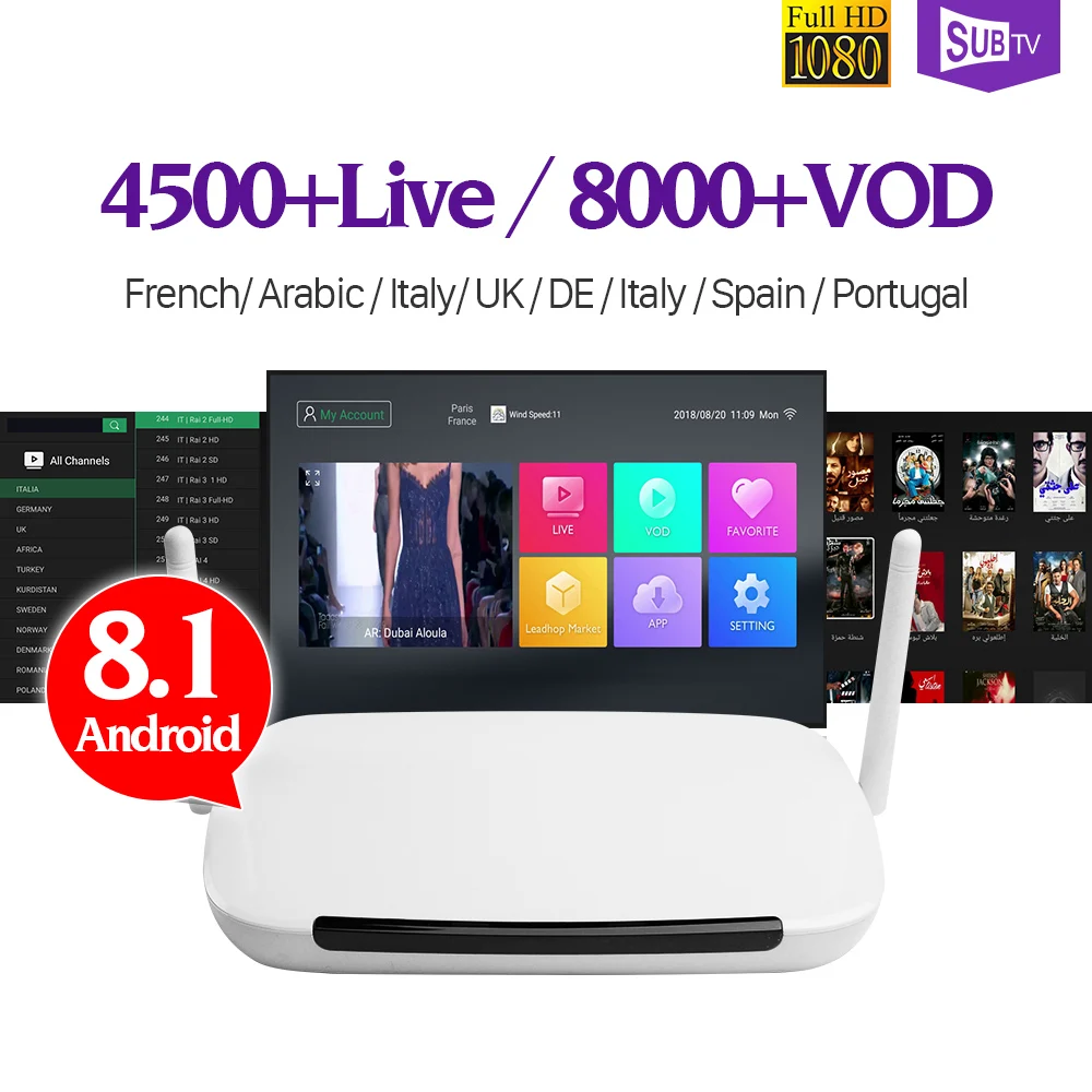 Leadcool Q9 Arabic French IPTV Subscription Box RK3229 1+8G Android 8.1 IPTV France Italy Arabic Portugal Turkey SUBTV IP TV Box Leadcool Q9 Arabic French IPTV Subscription Box RK3229 1+8G Android 8.1 IPTV France Italy Arabic Portugal Turkey SUBTV IP TV Box