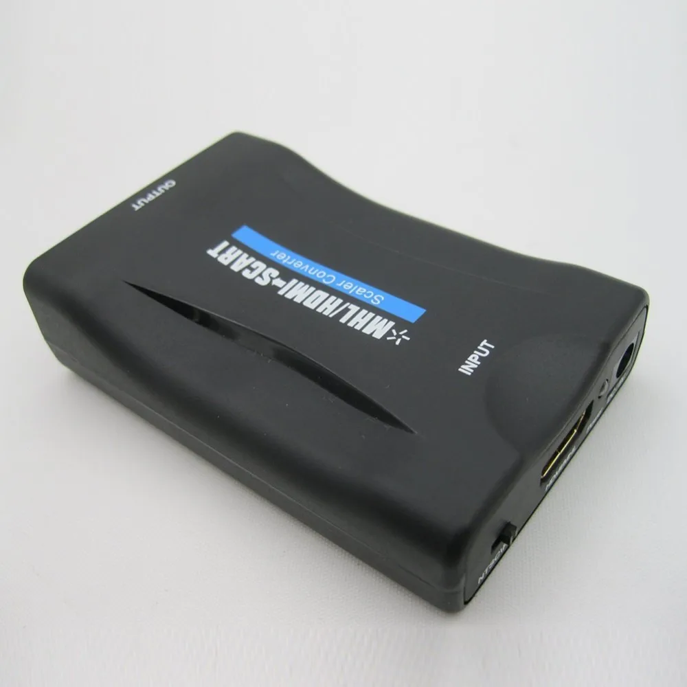 1080P HDMI to SCART Video Audio Upscale Converter AV Signal Adapter HD Receiver TV DVD US/EU Power Plug new |