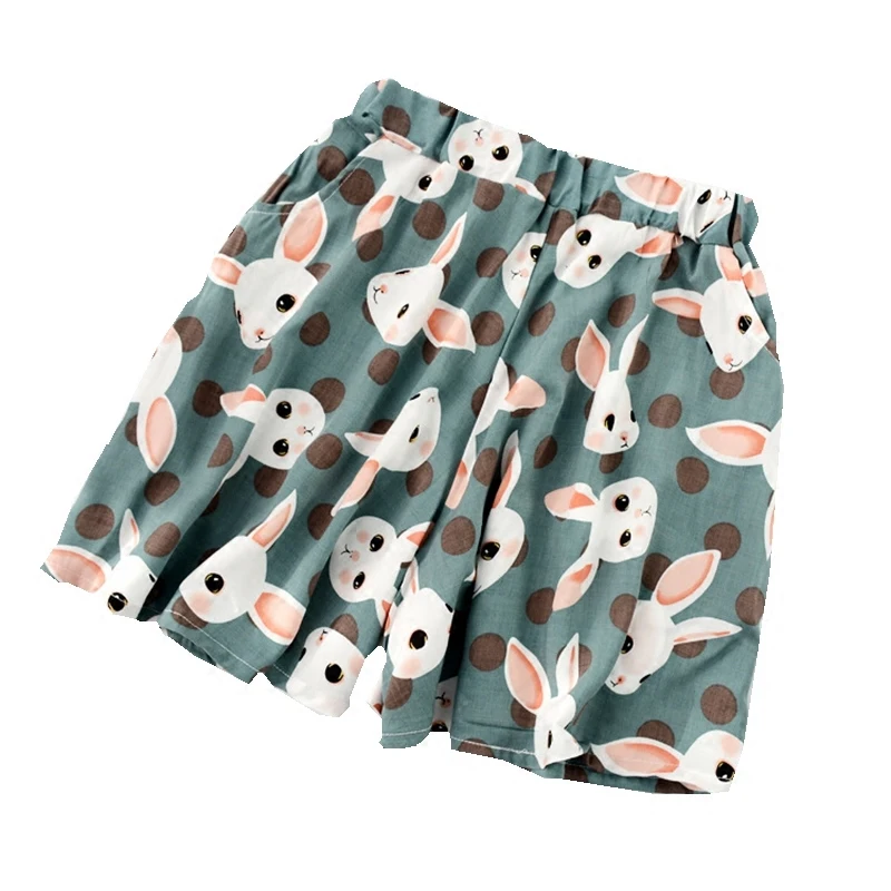 

Sleep bottoms female summer shorts single layer thin viscose home loose print with animals sleepwear