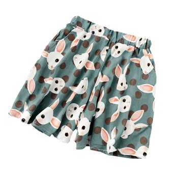 

Sleep bottoms female summer shorts single layer thin viscose home loose print with animals sleepwear