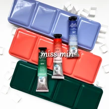 12-цвет 24-цвет акварель пигмент коробка маленького и среднего размера, железная коробка для хранения фиолетово-серо-Золотой половина-block(цветовой блок), пигмент, профессиональное железная коробка для хранения