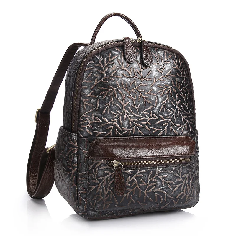 Feito de Couro Genuíno para Mulheres Bolsas de Escola Mochila Daypack Tablet Bolsa Estudante Primeira Camada Senhoras pc