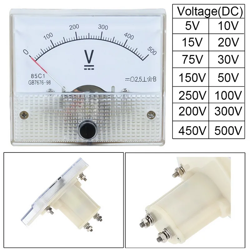 

Plastic Analog Pointer Volmeter Voltage Meter Panel 5V 10V 15V 20V 30V 50V 75V 100V 200V 300V 500V Mechanical Gauge HighAccuracy