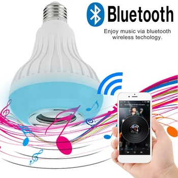 

E27 Wireless Bluetooth Speaker RGB Bulb LED Lamp 110V 220V Smart Led Light Music Player Audio with Remote Controller 24 keys