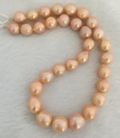 

gorgeous 12-13mm south sea baroque gold pink pearl necklace 18"