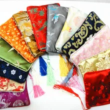 Хлопок Заполненные молнии сумка для хранения Шелковый мешок ювелирных изделий кисточкой Ткань сотовый телефон Чехлы кошельки браслет Цепочки и ожерелья безделушку упаковки